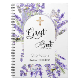 Caderno Espiral Batismo do livro convidado florais violetas de lav