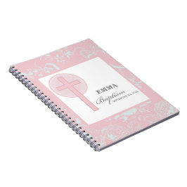Caderno Espiral Batismo rosa de cadela personalizado