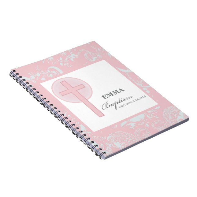 Caderno Espiral Batismo rosa de cadela personalizado (Lado Direito)