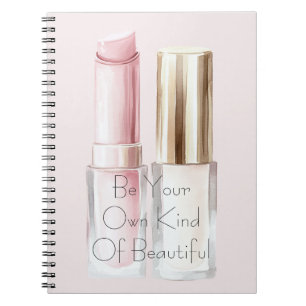 Caderno Espiral Batom Branco Rosa Esmalte Marfim