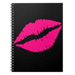 Caderno Espiral Batom rosa beijando pop art