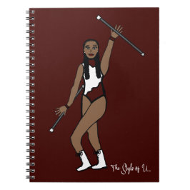 Caderno Espiral Baton Twirler White Burgundy Destaque B