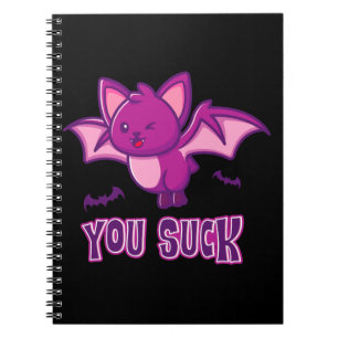 Caderno Espiral Bats de Vampiro bonitos e Dias de as Bruxas engraç