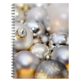 Caderno Espiral Baubles Decor de Prata de Natal