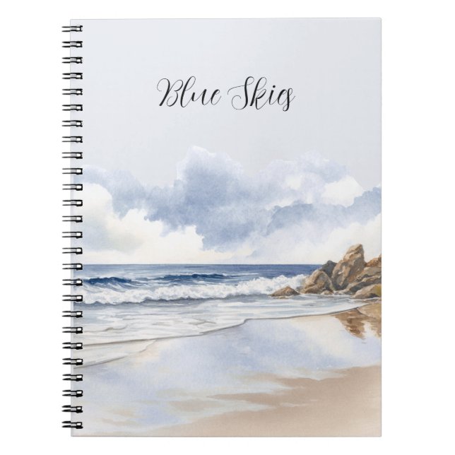 Caderno Espiral Beach Sand Clouds Blue Skies (Frente)
