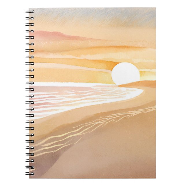 Caderno Espiral Beach Sunset Watercolor | Belo Amarelo (Frente)
