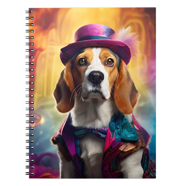 Caderno Espiral Beagle em fantasia vibrante (Frente)