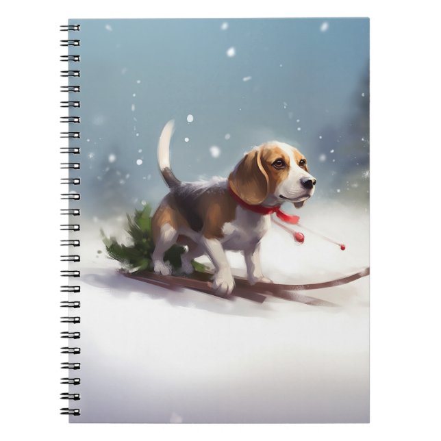 Caderno Espiral Beagle Natal neve inverno (Frente)