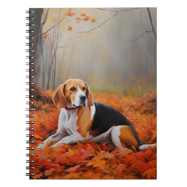 Caderno Espiral Beagle no outono deixa cair inspiração (Frente)