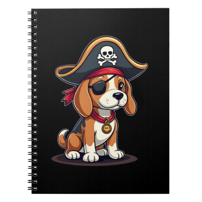 Caderno Espiral Beagle Pirate Costume Jolly Roger Flag Skull Cross (Frente)