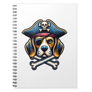 Caderno Espiral Beagle Pirate Costume Skull Crossbone Dog Lovers
