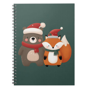 Caderno Espiral Bear e Raposa Cubra de Natal/Inverno