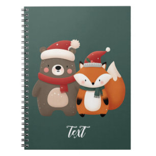 Caderno Espiral Bear e Raposa Cubra de Natal/Inverno