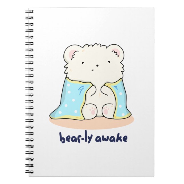 Caderno Espiral Bearly Acordado Pun Bear Divertido Sonolento  (Frente)