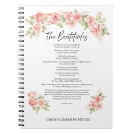 Caderno Espiral Beatitudes Escritura Floral Aquarela Rubor