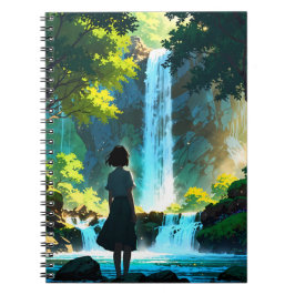 Caderno Espiral Beautiful Anime Waterfall Illustration