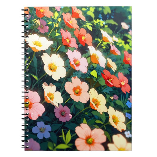 Caderno Espiral Beautiful colorful anime flowers (Frente)