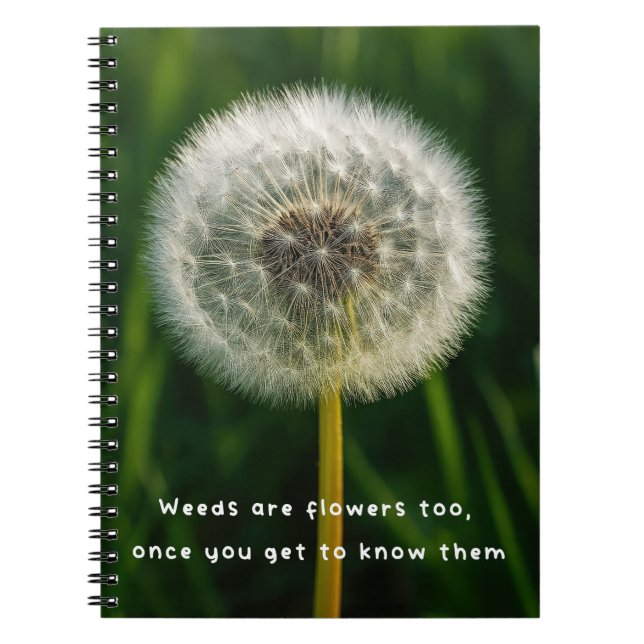 Caderno Espiral Beauty eye beholder dandelion weed quote unique  (Frente)