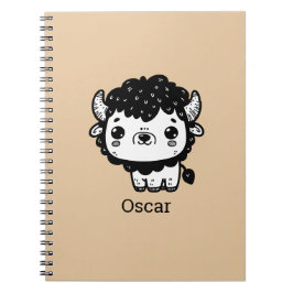 Caderno Espiral Bebê Bisonho Fofinho - Arte Kawaii de Animais de F