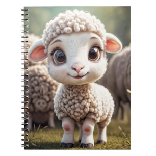 Caderno Espiral Bebê cordeiro ovelha no campo da fazenda rural