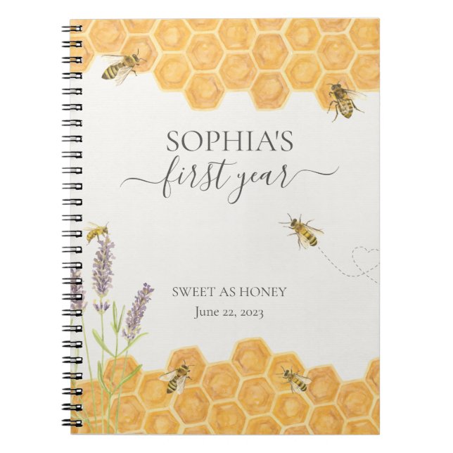 Caderno Espiral Bebê de mel primeiro ano marco livro de bebês (Frente)