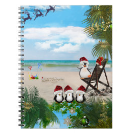 Caderno Espiral Bebê de Natal de Verão na praia repete Design