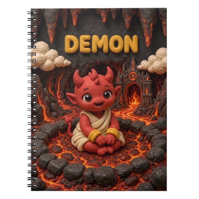 Caderno Espiral Bebê Demônio Fofo, Mítico (Frente)