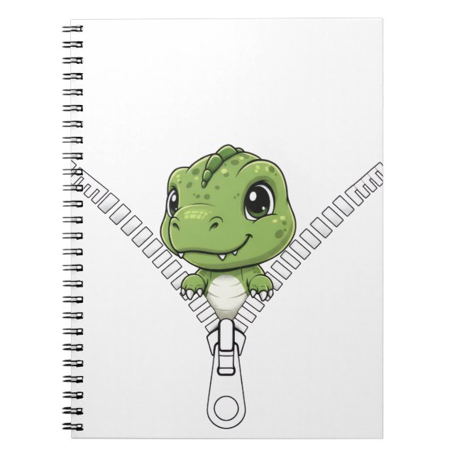 Caderno Espiral Bebê dinossauro fofo espiando (Frente)