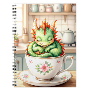 Caderno Espiral Bebê Dragão Cozy em um Teacup