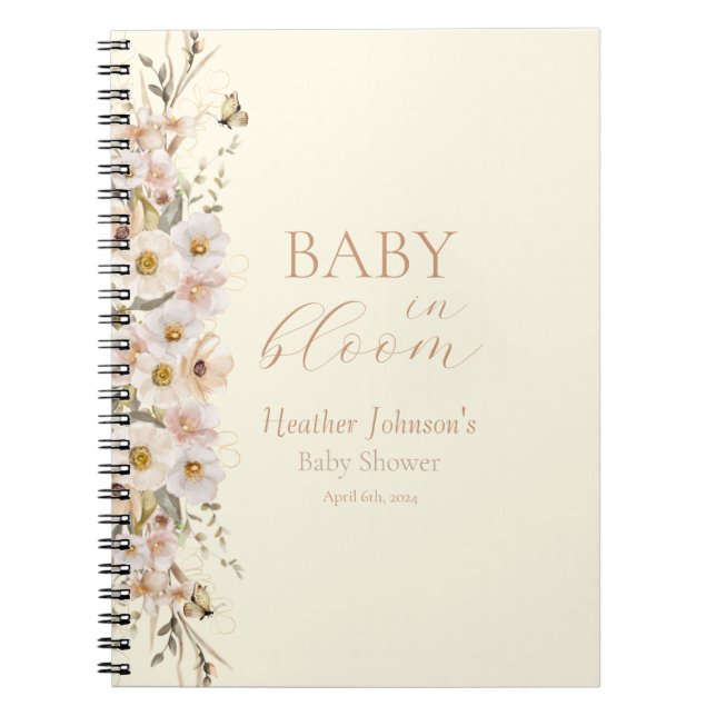 Caderno Espiral Bebê Em Bloom Boho Chá de fraldas Neutro (Frente)