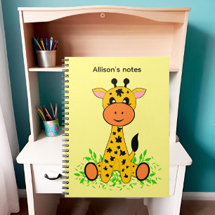 Caderno Espiral Bebê girafa engraçado e fofo para crianças