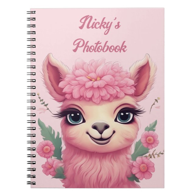 Caderno Espiral Bebê Lama Sorriso Rosa (Frente)