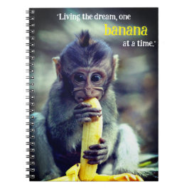 Caderno Espiral Bebê Macaco Comendo Banana