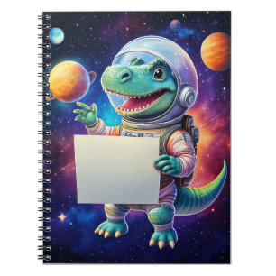 Caderno Espiral Bebê notebook - Dinossauro no espaço - coloque seu