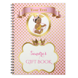 Caderno Espiral Bebê Princesa Menina Grande Laço Rosa Dourado Pres