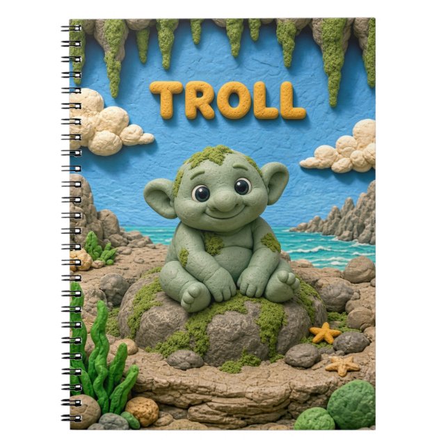 Caderno Espiral Bebê Troll Fofo, Mitológico (Frente)