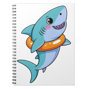 Caderno Espiral Bebê Tubarão Fofo Com Flutuador Crianças