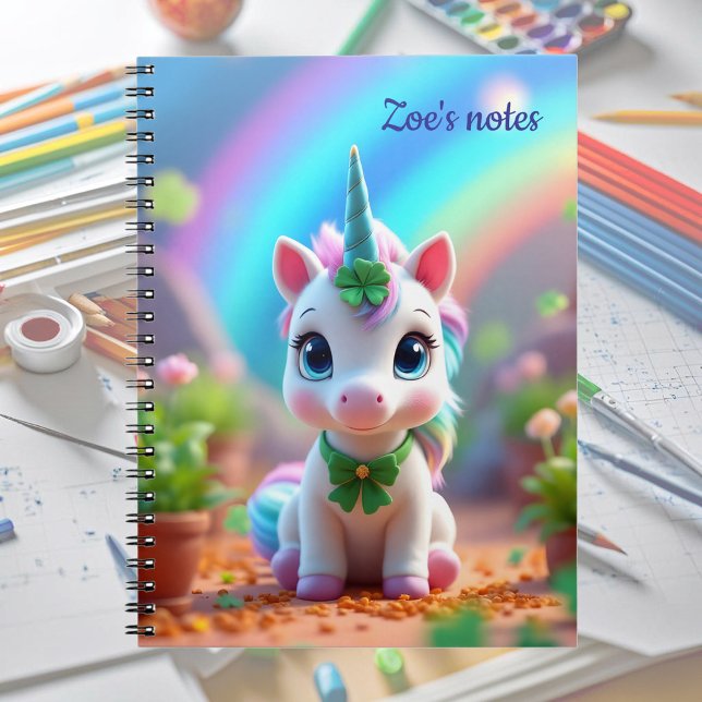 Caderno Espiral Bebê unicórnio fofo e arco-íris, meninas  (Criador carregado)