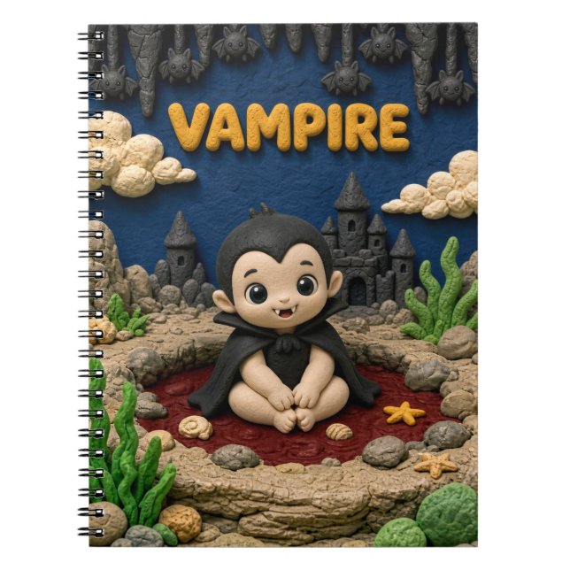 Caderno Espiral Bebê Vampiro Fofo, Mitológico (Frente)