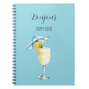 Caderno Espiral Bebida Blue Bonjour Happy Hour