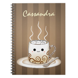 Caderno Espiral Bebida morna do cacau do kawaii bonito