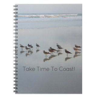 Caderno Espiral Bebidas Auriculares Na Fotografia Da Praia Nature