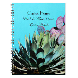 Caderno Espiral Bed Breakfast B&B Livro Convidado Agave Cactus