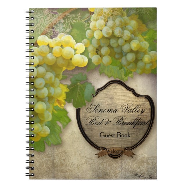 Caderno Espiral Bed n Brefast Guest Book Wine Country (Frente)