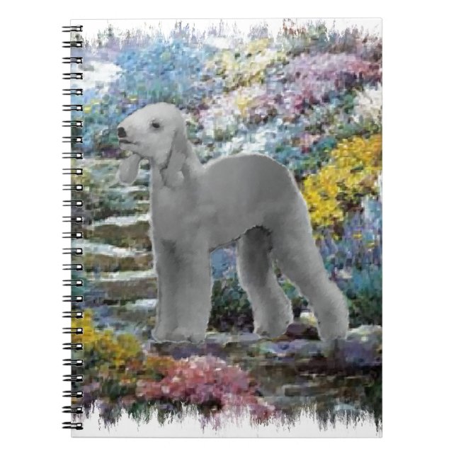 Caderno Espiral Bedlington Terrier Summer Garden Art (Frente)