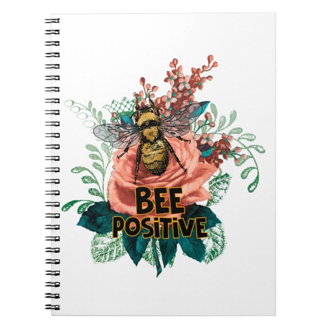 Caderno Espiral Bee Positive Floral Vibes (Frente)