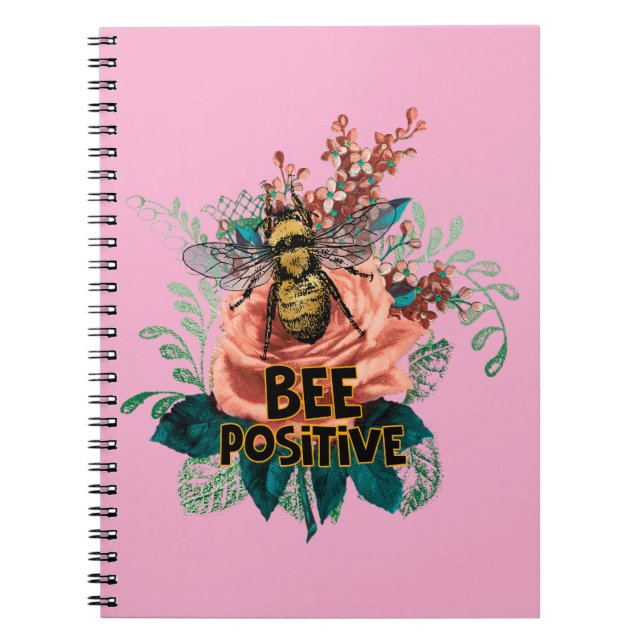 Caderno Espiral Bee Positive Floral Vibes (Frente)