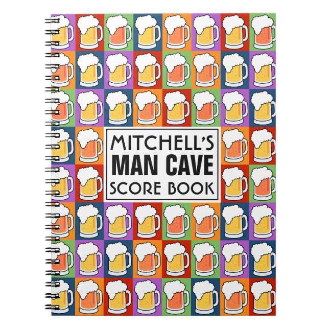 Caderno Espiral BEER Bar Pop de Arte  bloco de texto personalizado (Frente)