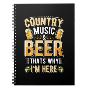 Caderno Espiral Beer Drinker Country Music Beer Bebendo Aniversári