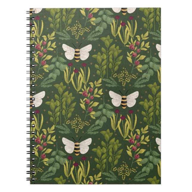 Caderno Espiral Bees and Foliage Spiral Notebook (Frente)